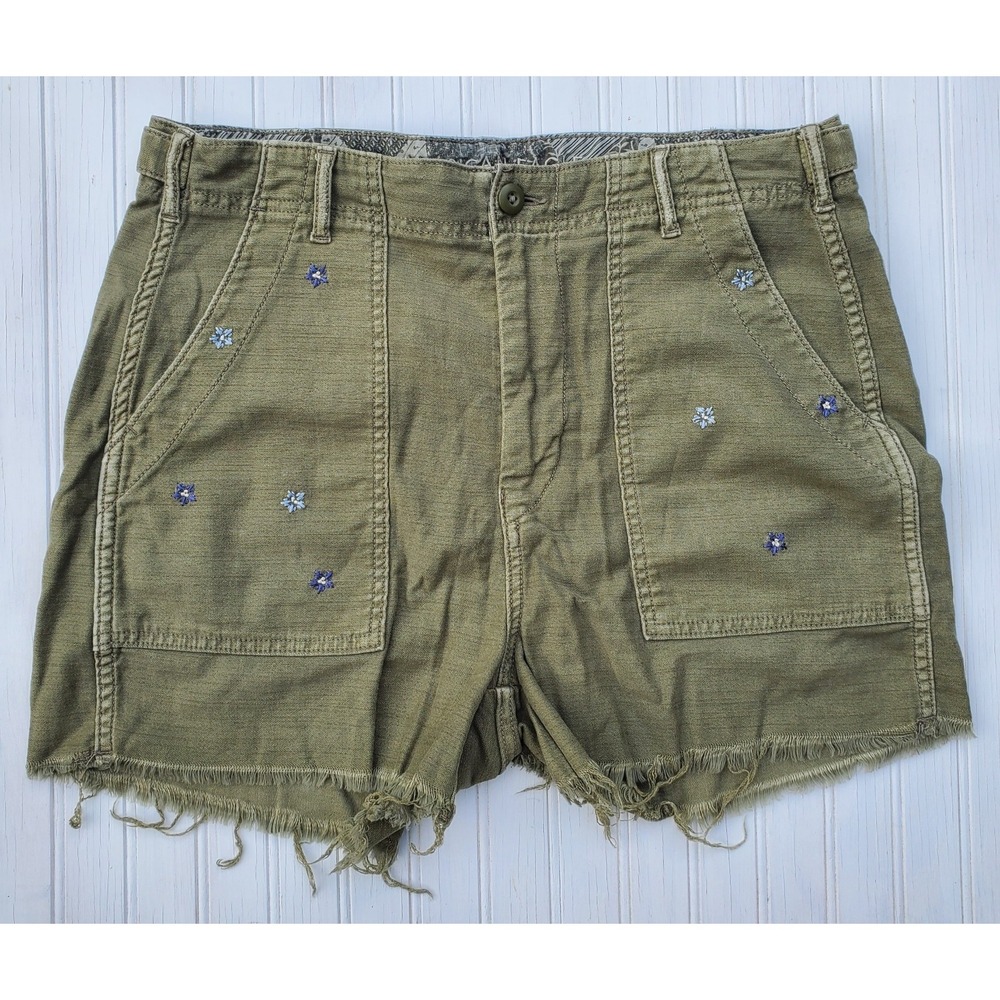 American Eagle Outfitters Hi-Rise Super Stretch Size 10 Raw Hem Green Floral